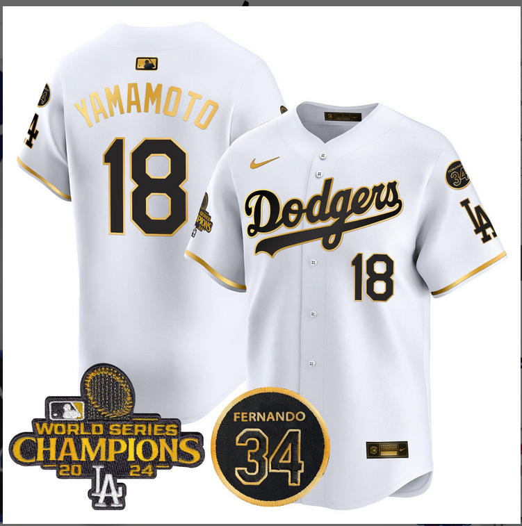 Men MLB Los Angeles Dodgers #18 Yamamoto white 2024 World Series Champions Patch Limited Jersey style 5->los angeles dodgers->MLB Jersey